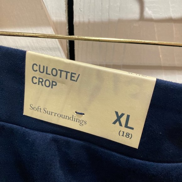 NWT soft surroundings blue velour laser cut culotte crop pant XL - Picture 6 of 7